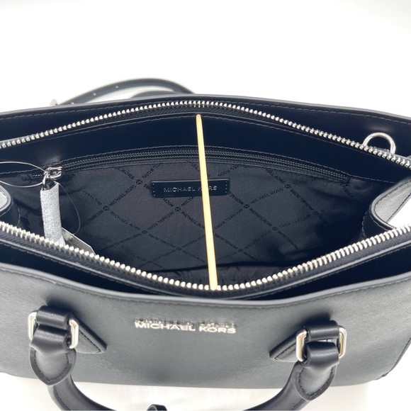 Michael Kors Sheila Medium Center Zip Satchel Bag Black - Picture 6 of 11